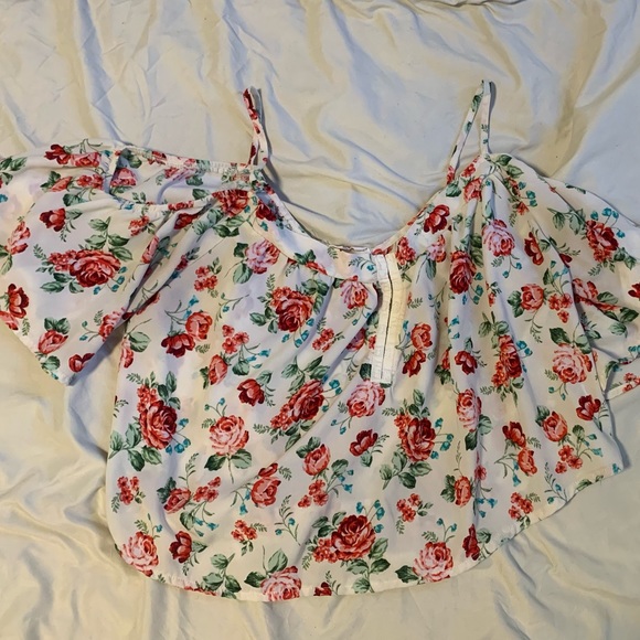 Tops - Floral off the shoulder crop top/ medi length top